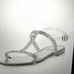 Stuart Weitzman Teezer Crystal Jelly Sandle. Size 39. Clear, buckle sling back.